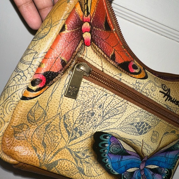 Hand-Painted Butterfly Leather Cross body Bag - Picture 11 of 15